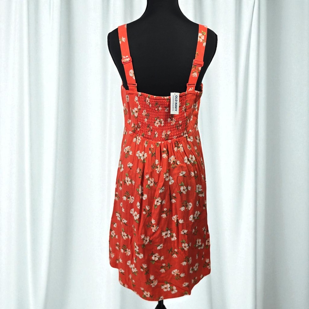 Old Navy Floral Print Dress Woman Small Tall Smocked Sleeveless Babydoll Cottage - Picture 2 of 12